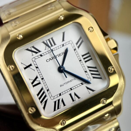 Custom Lady Cartier Santos de Cartier Gold White Dial - Swiss Lady Watch 5 - Image 5