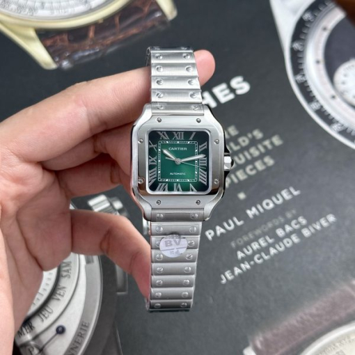 Custom Lady Cartier Santos de Cartier Green Dial - Swiss Lady Watch 4 - Image 2