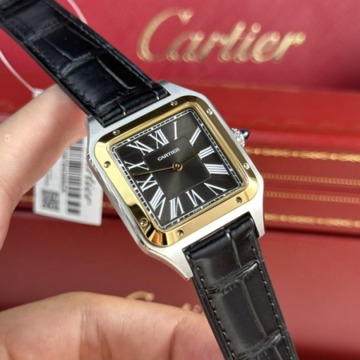 Custom Cartier Santos Dumont Large Demi Gold - Swiss Cartier9