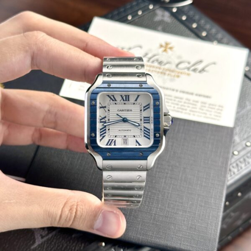 Custom Cartier Santos WSSA0048 Blue - Swiss Cartier16