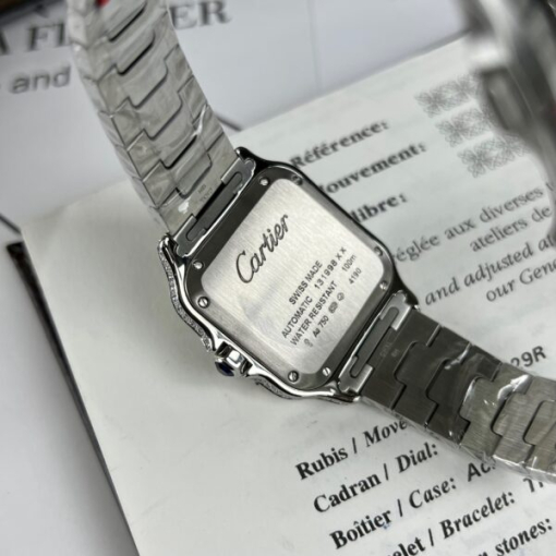 Custom Lady Cartier Santos de Cartier White Dial Diamonds Bezel - Swiss Lady Watch 6 - Image 7