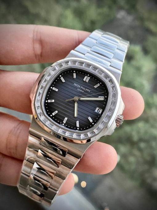 Custom Patek Philippe Nautilus 5723 with Baguette Stones Black Dial - Swiss Patek42 - Image 2