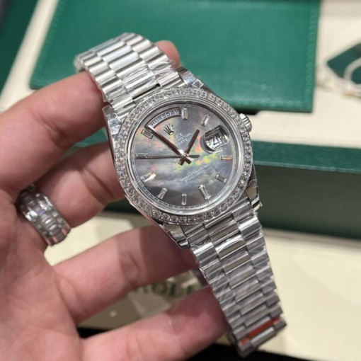 Custom Rolex Day-Date with Diamond Set Bezel and Mother-of-Pearl Dial - Swiss 193 - Image 2