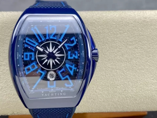 Custom Franck Muller V45 Yachting Ceramic Blue - Swiss FM12 - Image 4