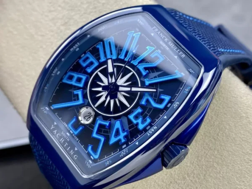 Custom Franck Muller V45 Yachting Ceramic Blue - Swiss FM12 - Image 3