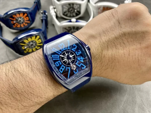 Custom Franck Muller V45 Yachting Ceramic Blue - Swiss FM12 - Image 10