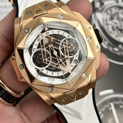 Custom Hublot Big Bang Sang Bleu II King Gold White - Swiss Hublot37 - Image 5