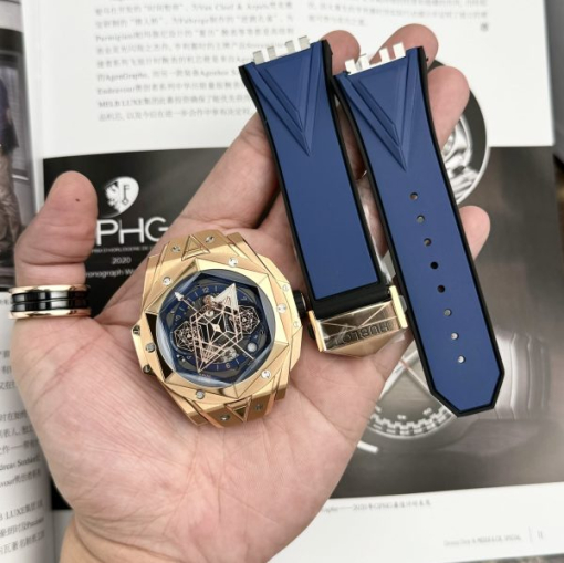 Custom Hublot Big Bang Sang Bleu II King Gold Blue - Swiss Hublot36 - Image 10