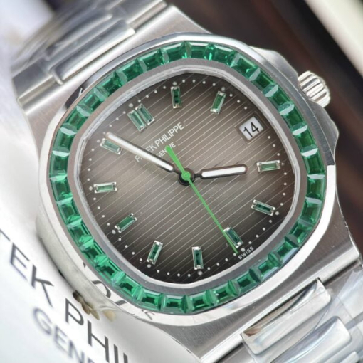 Custom Patek Philippe Nautilus 5723 Green Gemstones - Swiss Patek36 - Image 3