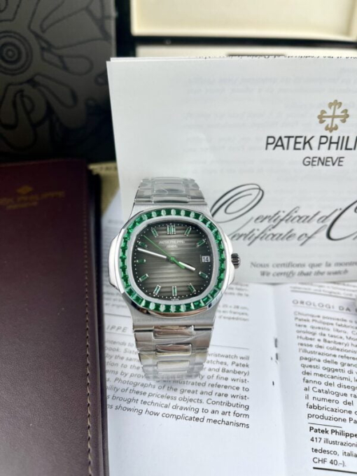 Custom Patek Philippe Nautilus 5723 Green Gemstones - Swiss Patek36