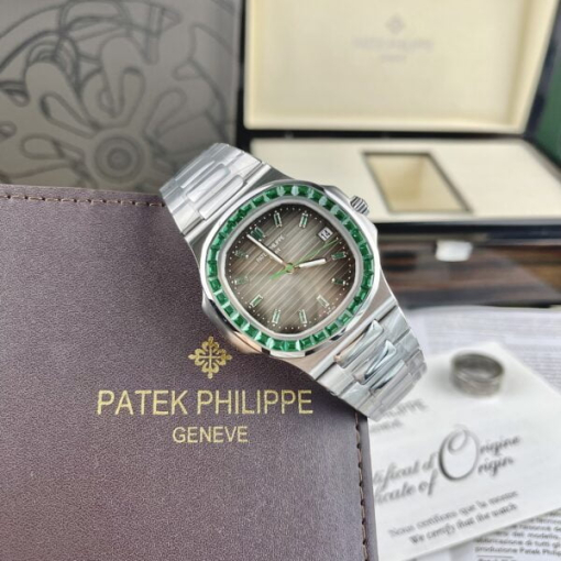 Custom Patek Philippe Nautilus 5723 Green Gemstones - Swiss Patek36 - Image 2