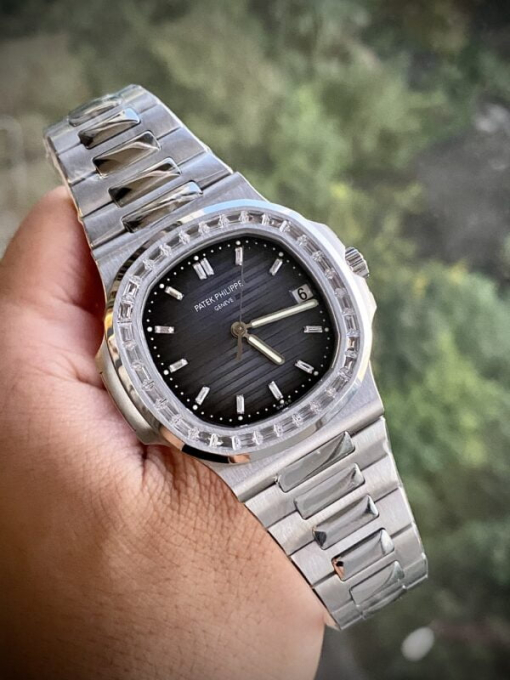 Custom Patek Philippe Nautilus 5723 with Baguette Stones Black Dial - Swiss Patek42 - Image 3