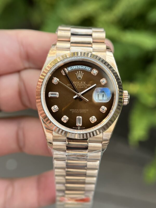 Custom Rolex Day-Date Gold Chocolate Dial - Swiss 189