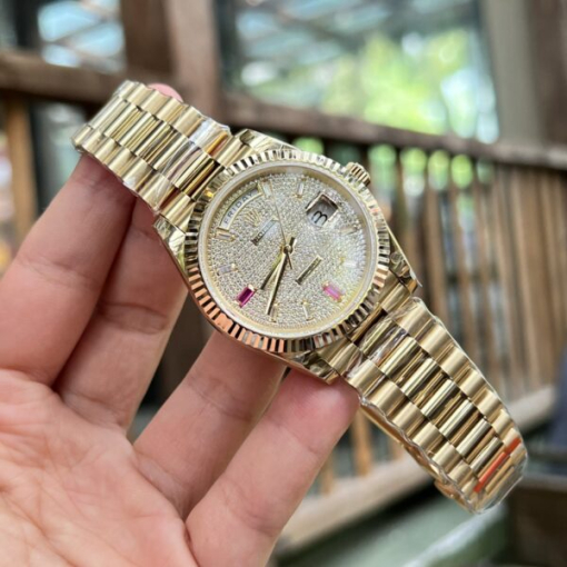 Custom Rolex Day-Date Full Gold with Diamond Dial - Swiss 191 - Image 4