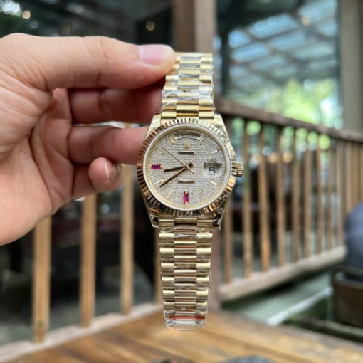 Custom Rolex Day-Date Full Gold with Diamond Dial - Swiss 191