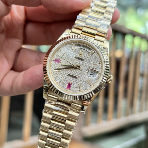 Custom Rolex Day-Date Full Gold with Diamond Dial - Swiss 191 - Image 3