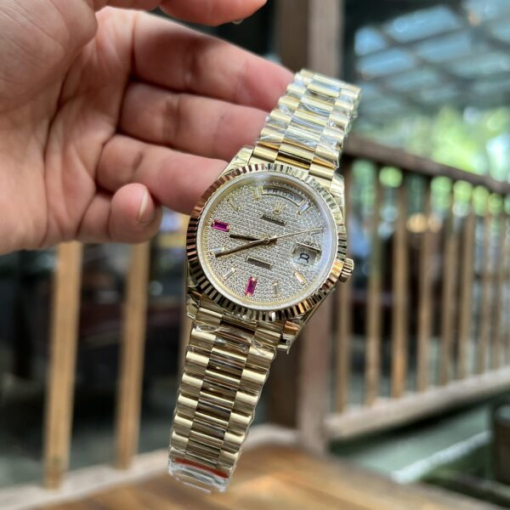 Custom Rolex Day-Date Full Gold with Diamond Dial - Swiss 191 - Image 5