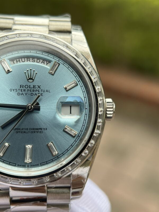 Custom Rolex Day-Date Blue Dial Diamond Bezel - Swiss 188 - Image 4