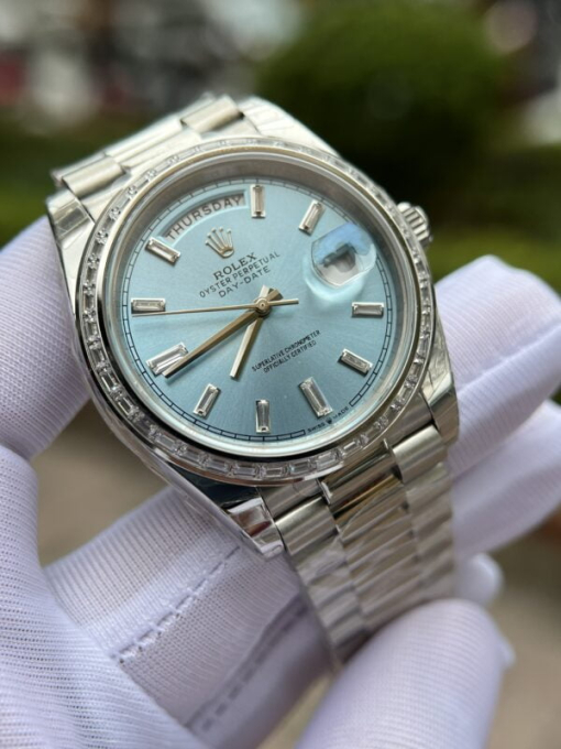 Custom Rolex Day-Date Blue Dial Diamond Bezel - Swiss 188 - Image 2