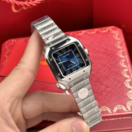 Custom Lady Cartier Santos de Cartier Blue Dial - Swiss Lady Watch 2 - Image 2