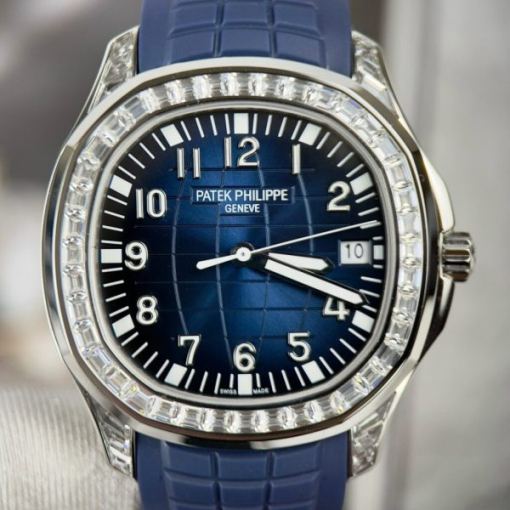 Custom Patek Philippe Aquanaut 5168G with Green Baguette Stones - Swiss Patek50 - Image 2