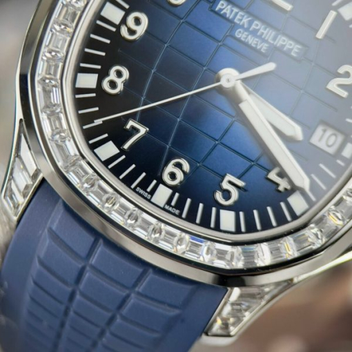 Custom Patek Philippe Aquanaut 5168G with Green Baguette Stones - Swiss Patek50 - Image 9