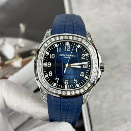 Custom Patek Philippe Aquanaut 5168G with Green Baguette Stones - Swiss Patek50 - Image 3