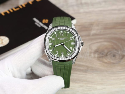 Custom Patek Philippe Aquanaut 5168G Men's with Green Dial and Stones - Swiss Patek48 - Image 4