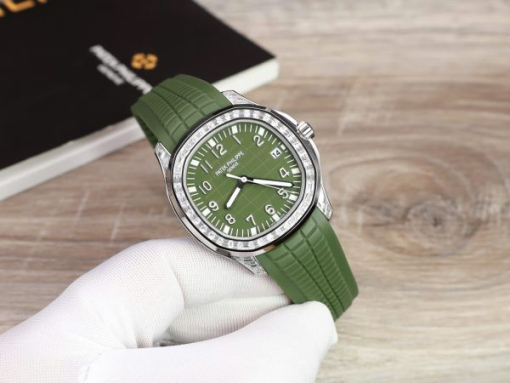 Custom Patek Philippe Aquanaut 5168G Men's with Green Dial and Stones - Swiss Patek48 - Image 5