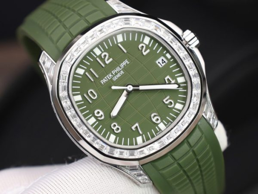 Custom Patek Philippe Aquanaut 5168G Men's with Green Dial and Stones - Swiss Patek48 - Image 3