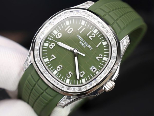 Custom Patek Philippe Aquanaut 5168G Men's with Green Dial and Stones - Swiss Patek48 - Image 2