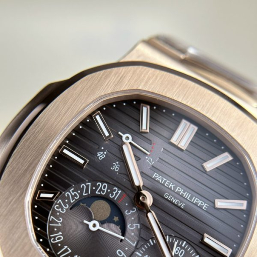 Custom Patek Philippe Nautilus 5712R Gold Black Dial - Swiss Patek7 - Image 3