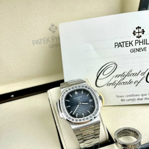 Custom Patek Philippe Nautilus 5723 Baguette Stones Grey Dial - Swiss Patek37