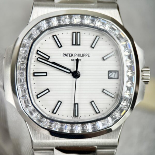 Custom Patek Philippe Nautilus 5723 White Diamond Bezel - Swiss Patek31 - Image 4