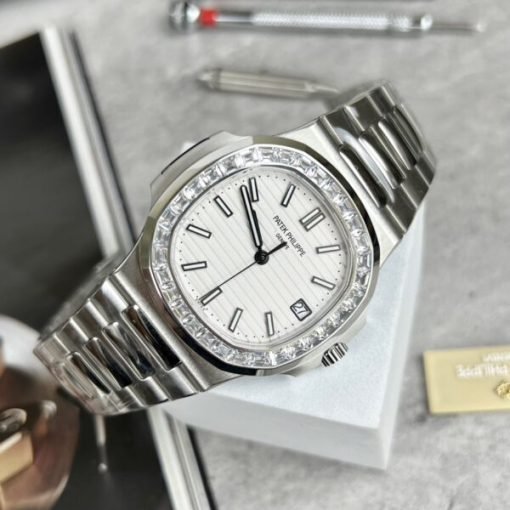 Custom Patek Philippe Nautilus 5723 White Diamond Bezel - Swiss Patek31 - Image 2