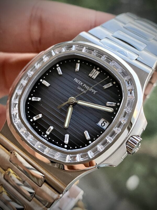 Custom Patek Philippe Nautilus 5723 with Baguette Stones Black Dial - Swiss Patek42 - Image 4