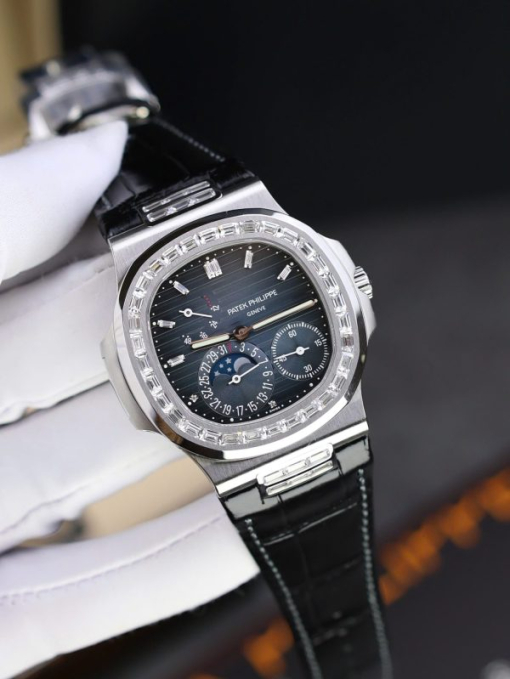 Custom Patek Philippe Nautilus 5724 Blue Dial Diamond Bezel - Swiss Patek1 - Image 2