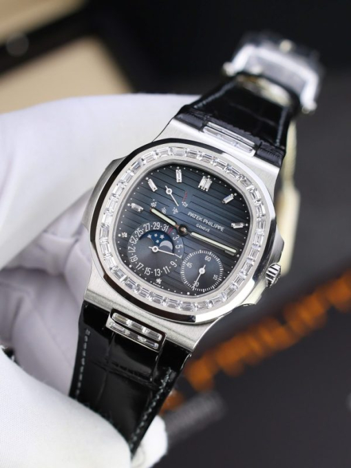 Custom Patek Philippe Nautilus 5724 Blue Dial Diamond Bezel - Swiss Patek1 - Image 9