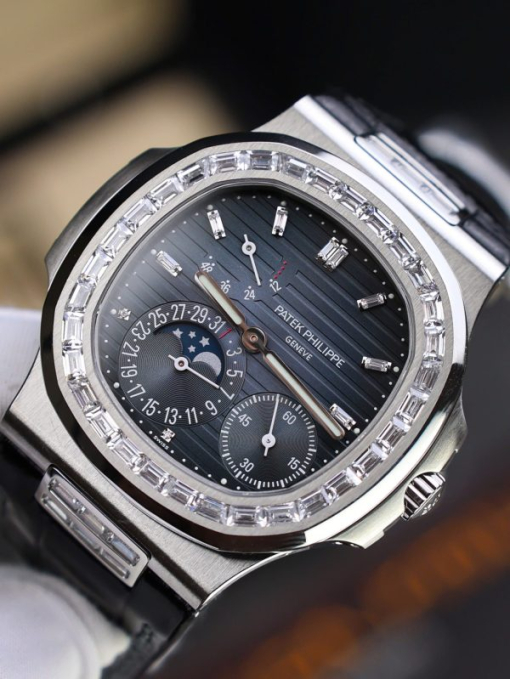 Custom Patek Philippe Nautilus 5724 Blue Dial Diamond Bezel - Swiss Patek1 - Image 8