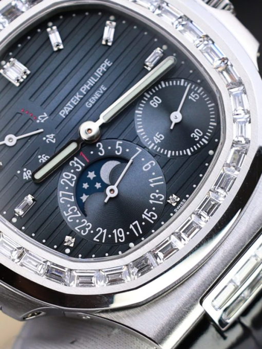 Custom Patek Philippe Nautilus 5724 Blue Dial Diamond Bezel - Swiss Patek1 - Image 7