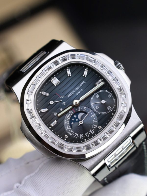 Custom Patek Philippe Nautilus 5724 Blue Dial Diamond Bezel - Swiss Patek1 - Image 3