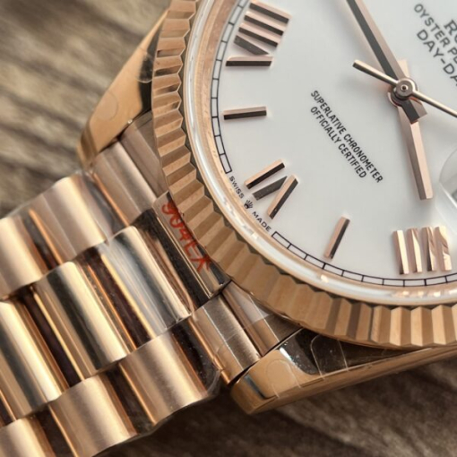 Custom  Rolex Day-Date 228235 Rose Gold White Dial with Roman Numerals- Swiss 184 - Image 6