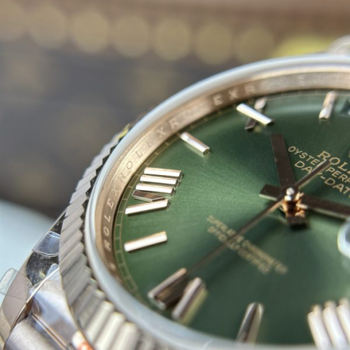 Custom  Rolex Day-Date 228235 Rose Gold Green Dial with Roman Numerals- Swiss 183 - Image 8