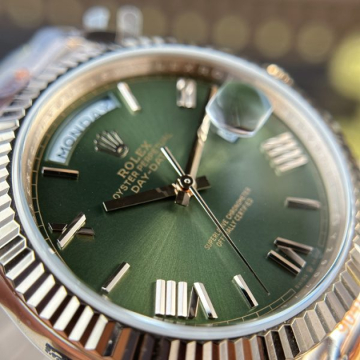 Custom  Rolex Day-Date 228235 Rose Gold Green Dial with Roman Numerals- Swiss 183 - Image 2