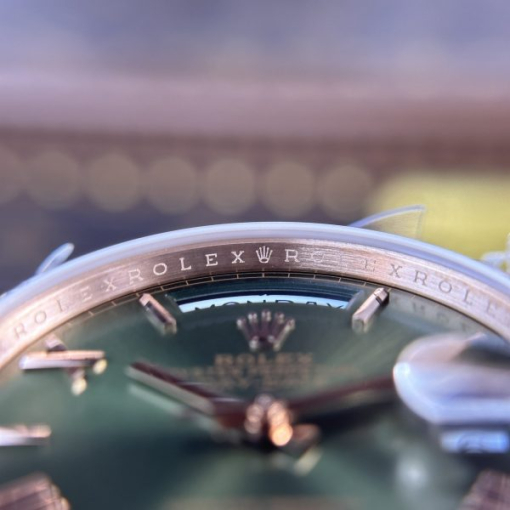 Custom  Rolex Day-Date 228235 Rose Gold Green Dial with Roman Numerals- Swiss 183 - Image 4