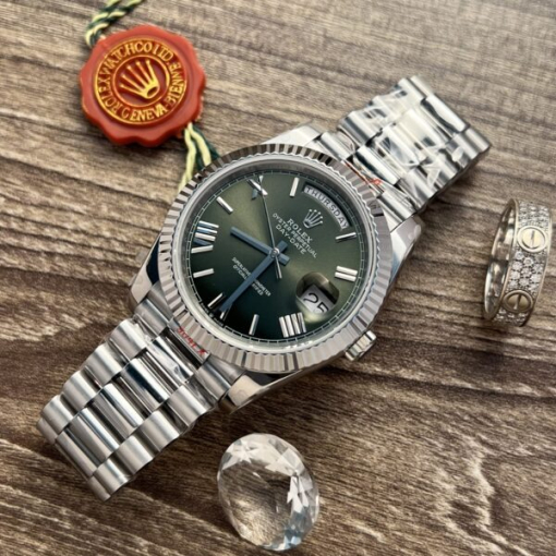 Custom Rolex Day-Date 228236 Green Dial with Roman Numerals.- Swiss 181 - Image 2