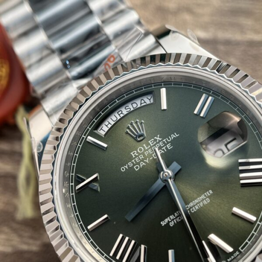 Custom Rolex Day-Date 228236 Green Dial with Roman Numerals.- Swiss 181 - Image 4