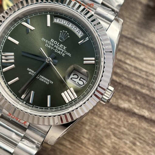 Custom Rolex Day-Date 228236 Green Dial with Roman Numerals.- Swiss 181 - Image 3