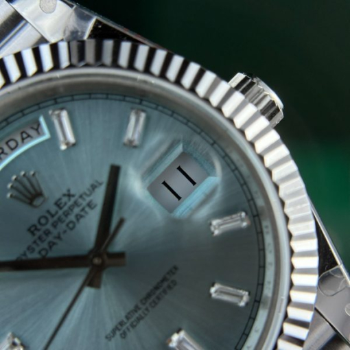 Custom Rolex Day-Date 228236 Ice Blue Dial with Diamond Markers- Swiss 180 - Image 7