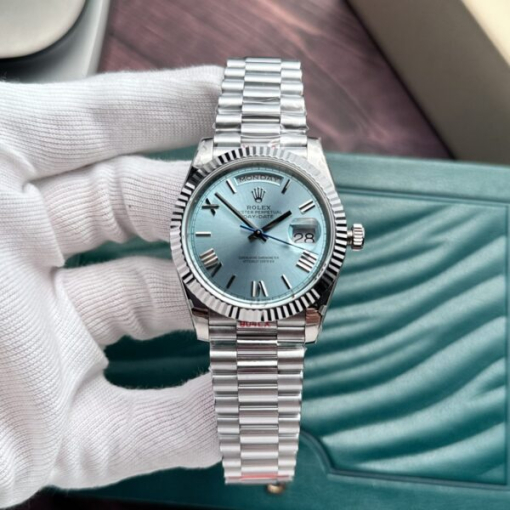 Custom Rolex Day-Date 228236 with a Blue dial and Roman numerals- Swiss 176